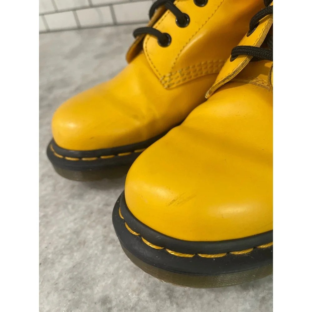 Dr. Martens Boots Womens 6 Yellow 1460 8-Eye Smooth Leather Lace Up Combat Boots